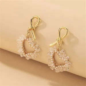 White Pearl & Acrylic 18K Gold-Plated Heart Drop Earrings