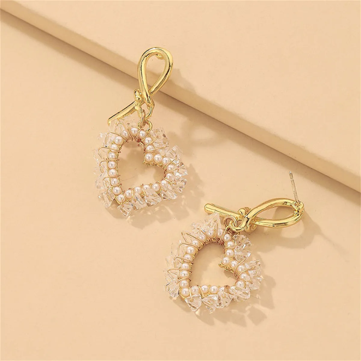 White Pearl & Acrylic 18K Gold-Plated Heart Drop Earrings