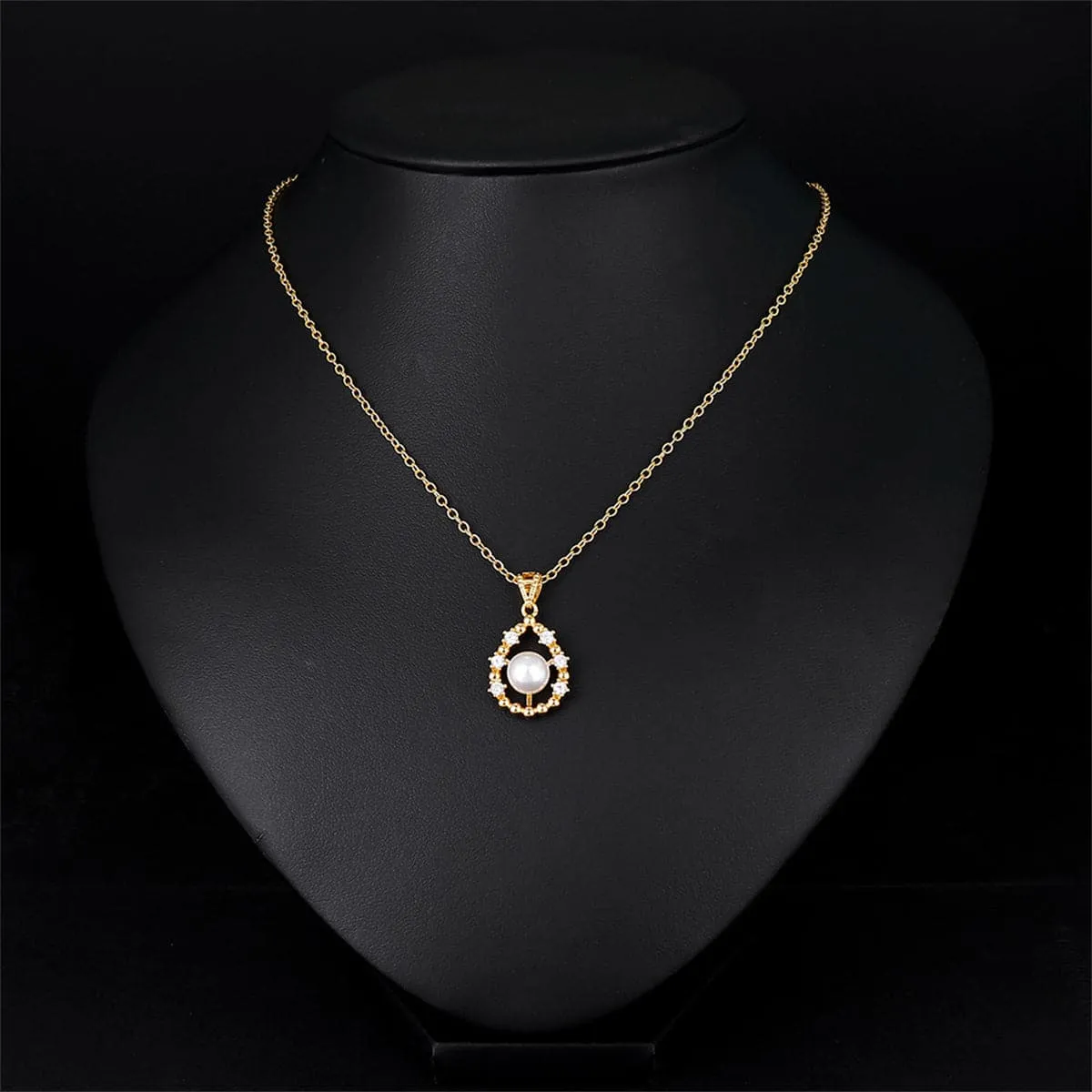 White Pearl & Cubic Zirconia 18K Gold-Plated Drop Pendant Necklace