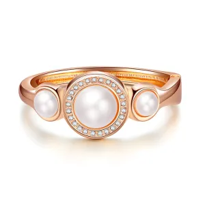 White Pearl & Cubic Zirconia 18K Gold-Plated Hola Hinge Bangle