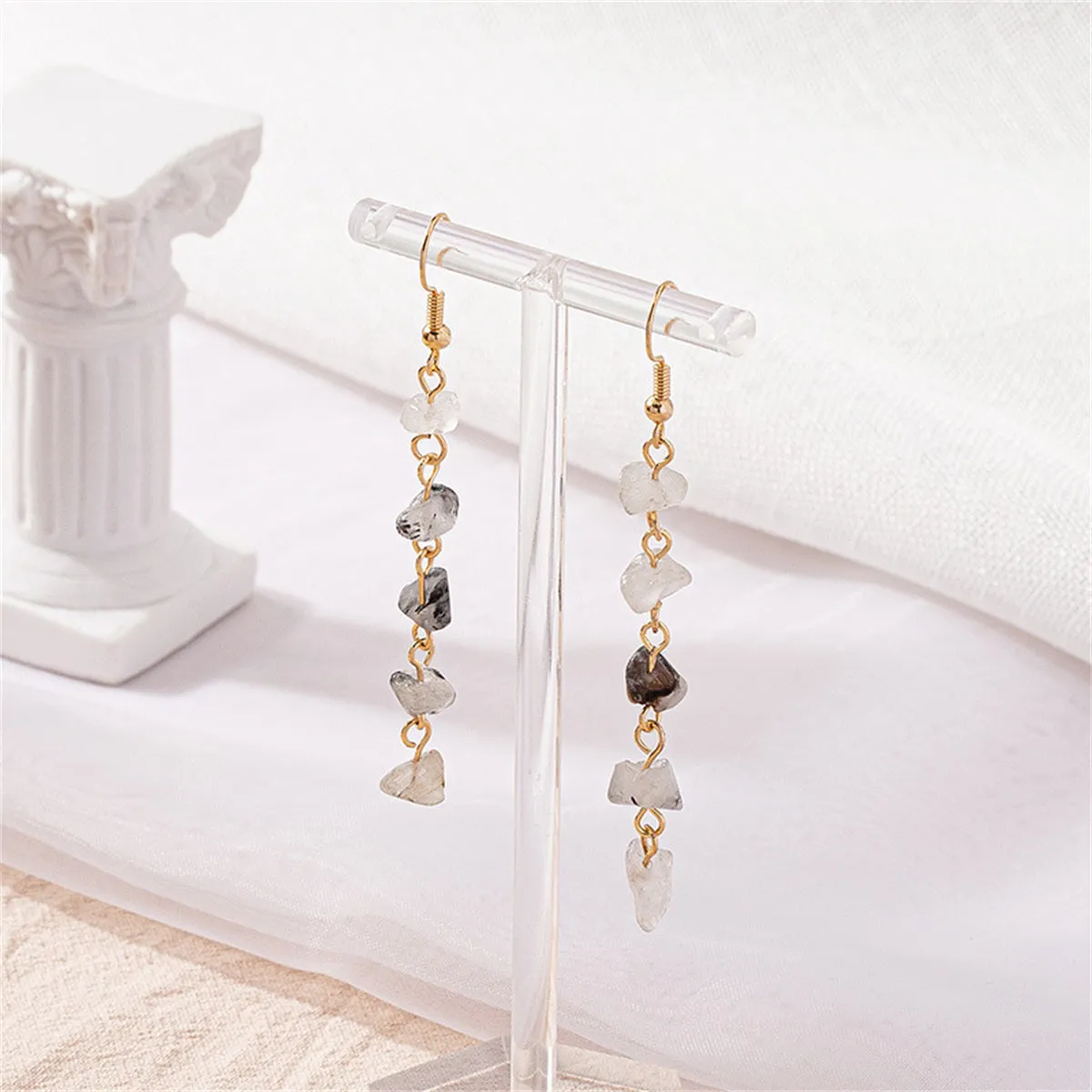 White Resin & 18K Gold-Plated Linear Drop Earrings