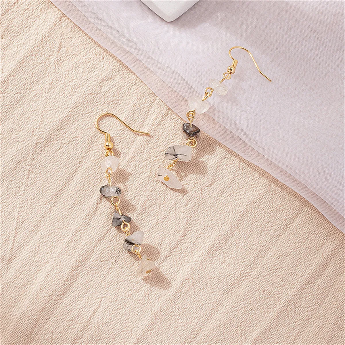 White Resin & 18K Gold-Plated Linear Drop Earrings