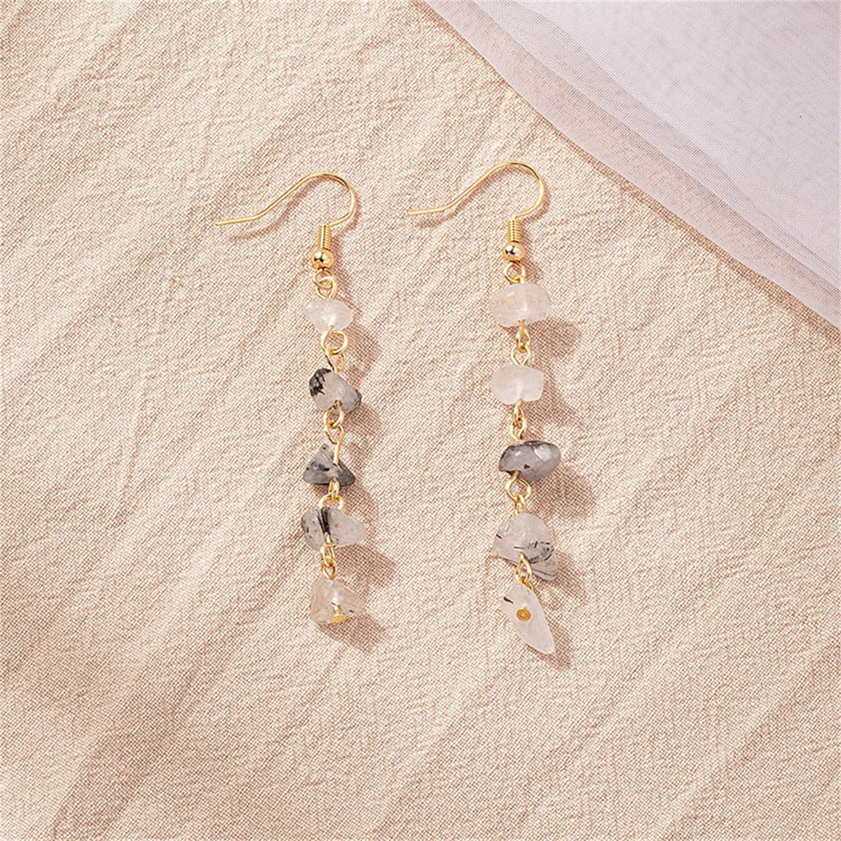 White Resin & 18K Gold-Plated Linear Drop Earrings