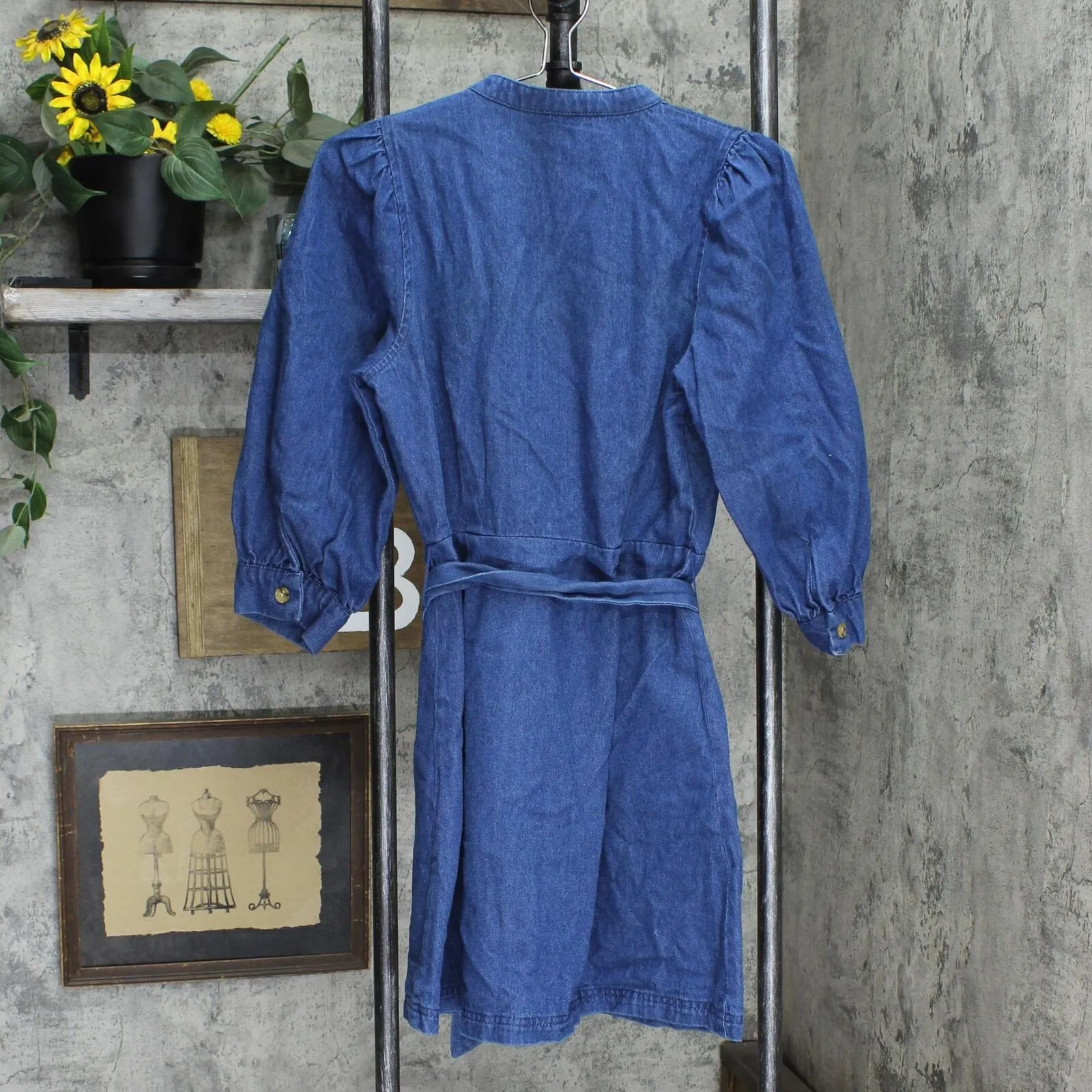 Who What Wear Women's Puff 3/4 Sleeve Button-Down Dress WD-796 Blue S