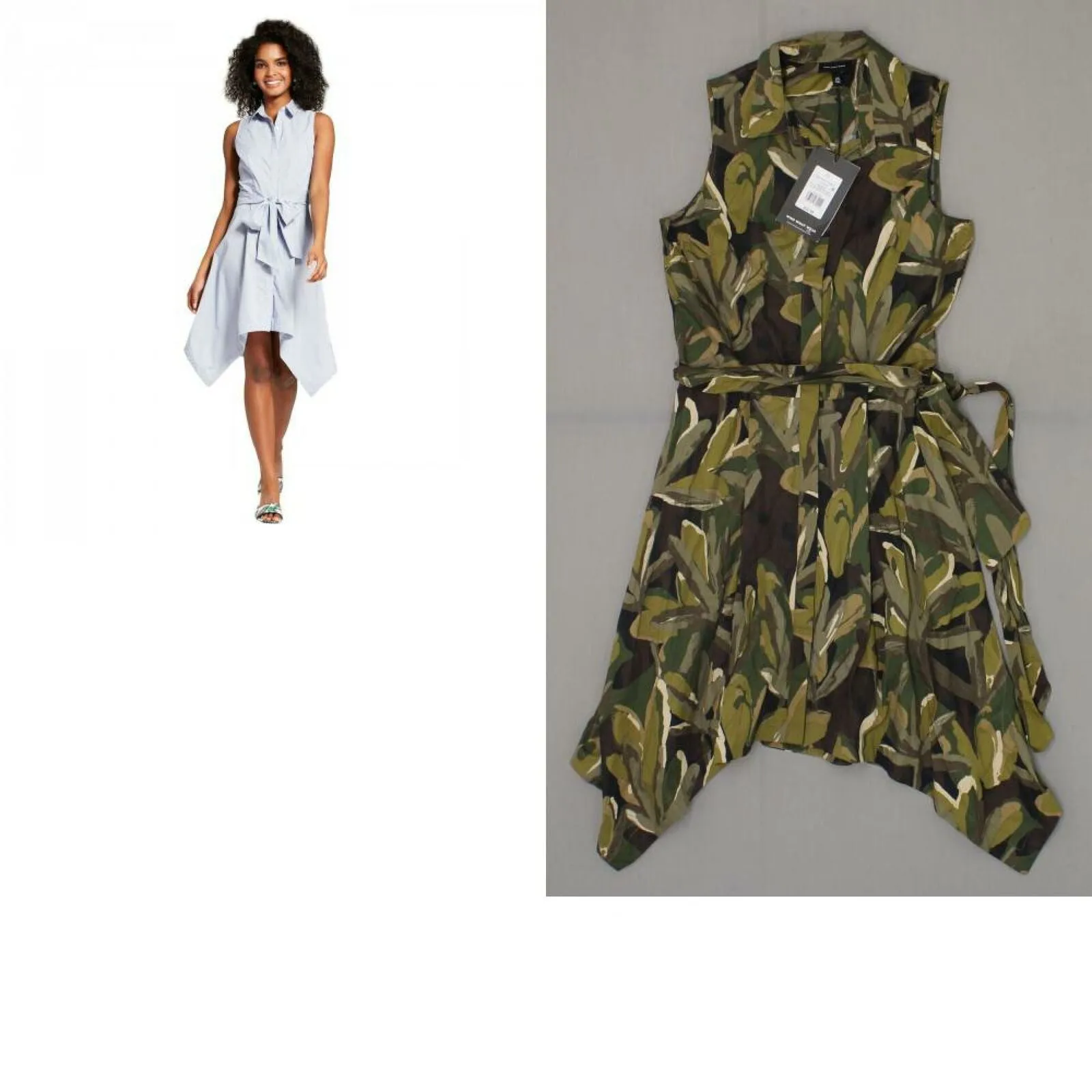 Who What Wear Women's Sleeveless Asymmetrical Hem Shirt Dress