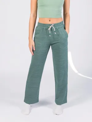 Wide Leg Herringbone Flex Pants | Calathea Green
