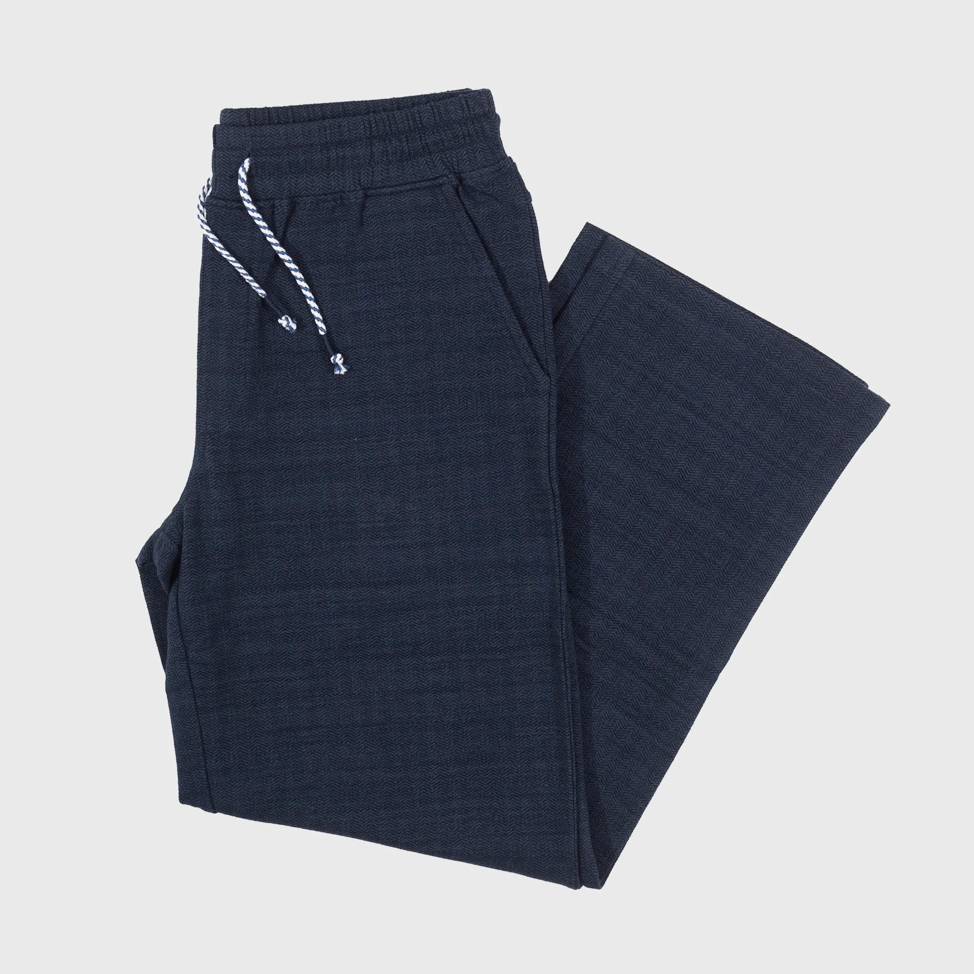 Wide Leg Herringbone Flex Pants | Deep Sea