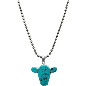 Wired Cow Head Shape Gemstone Pendant Necklace