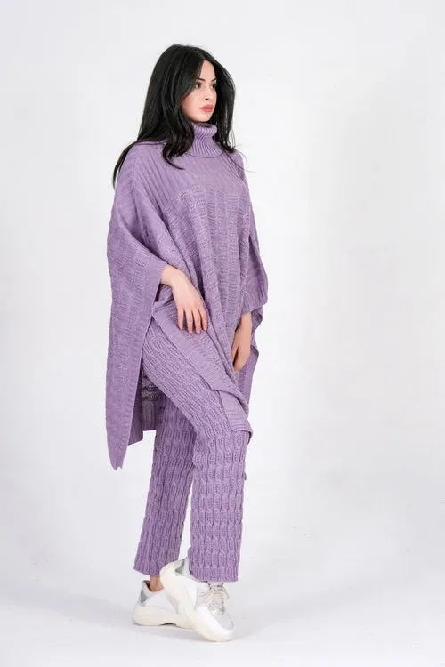 Women Turtle Neck Sweater Elegant Knitted Fashionable Cape Poncho