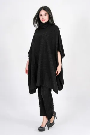 Women Turtle Neck Sweater Elegant Knitted Fashionable Cape Poncho