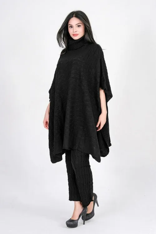Women Turtle Neck Sweater Elegant Knitted Fashionable Cape Poncho