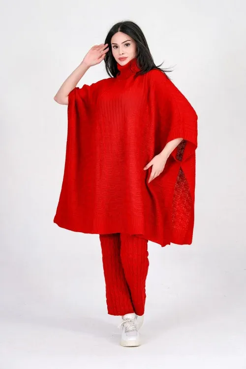 Women Turtle Neck Sweater Elegant Knitted Fashionable Cape Poncho