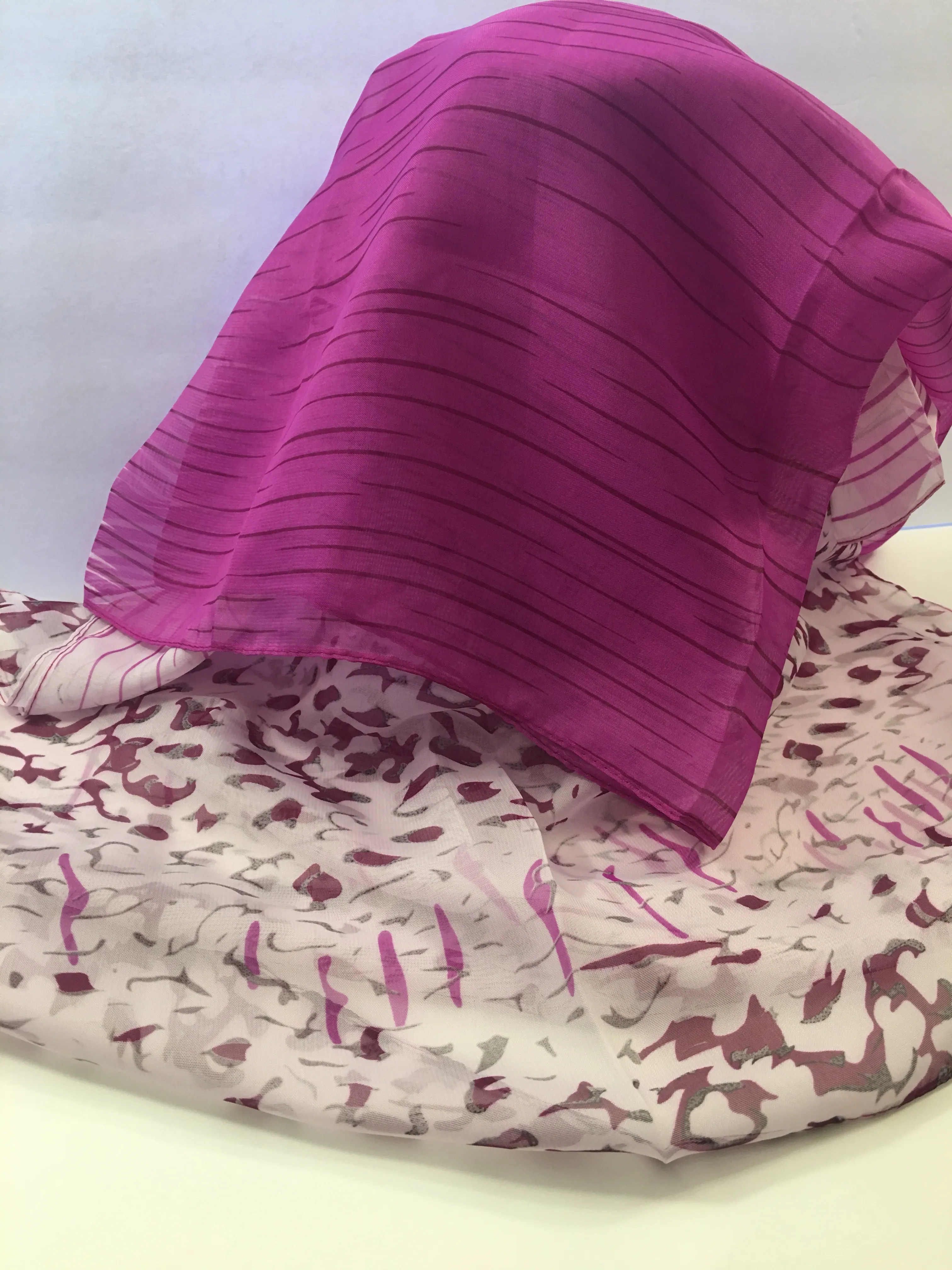 Women's 100% Polyester Chiffon Scarf, Fashionable, Floral 60 x 18 Inches