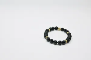 Women's Black Spinel, Matte Agate, and Swarovski Rondelle Bracelet