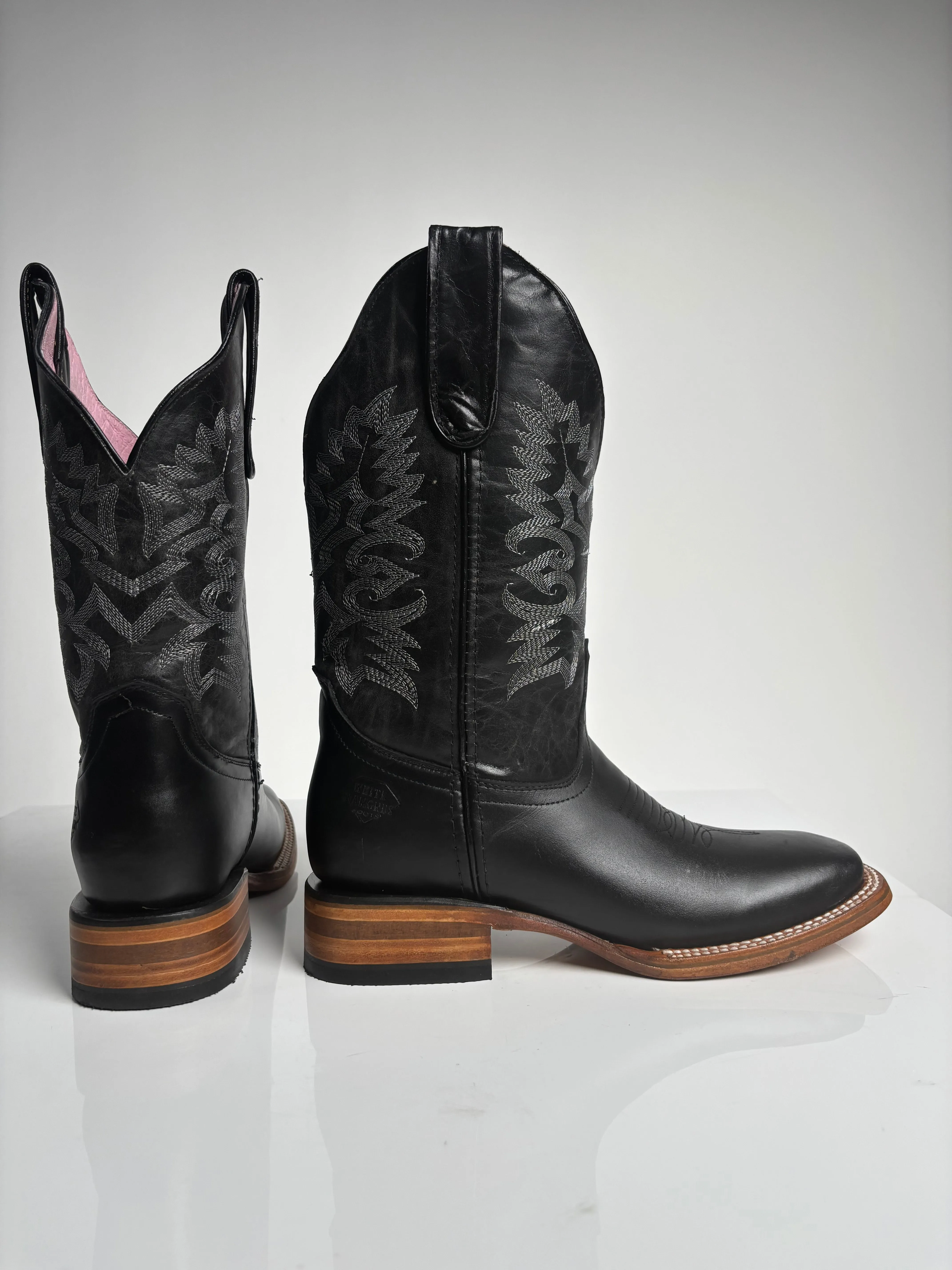 Women's Black Western Rodeo Boot - White Diamond