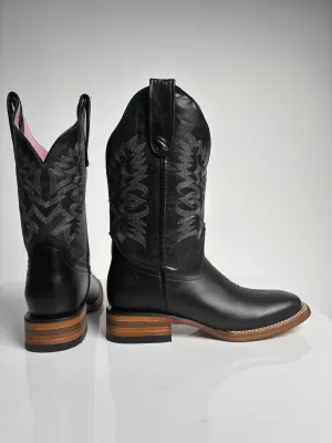 Women's Black Western Rodeo Boot - White Diamond