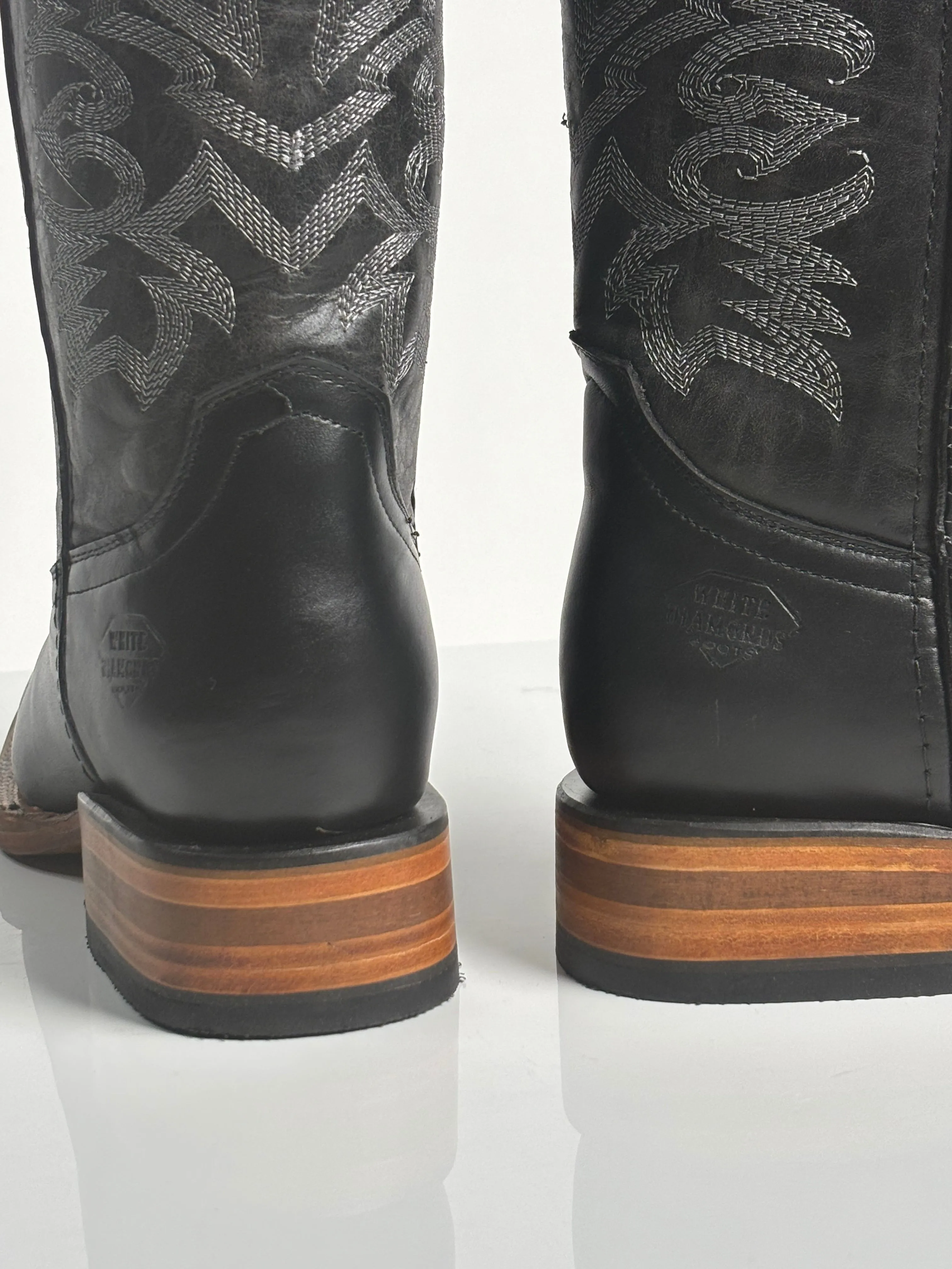 Women's Black Western Rodeo Boot - White Diamond