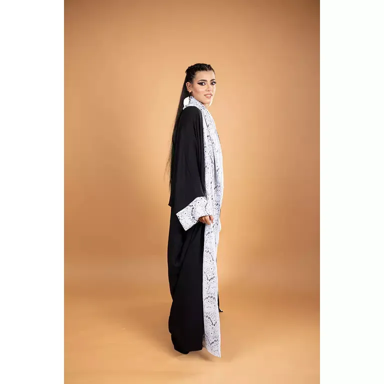 Women's checkerboard lace abaya