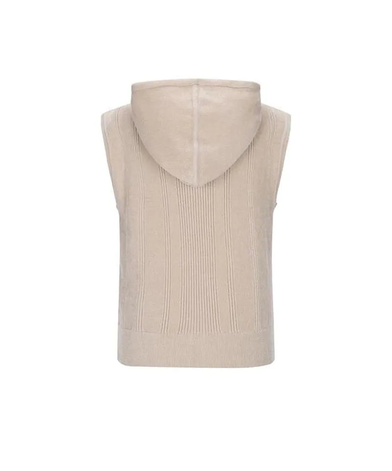 Women's Chenille Knit Hood Vest - Light Beige