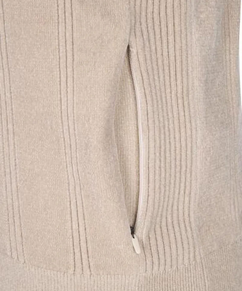 Women's Chenille Knit Hood Vest - Light Beige