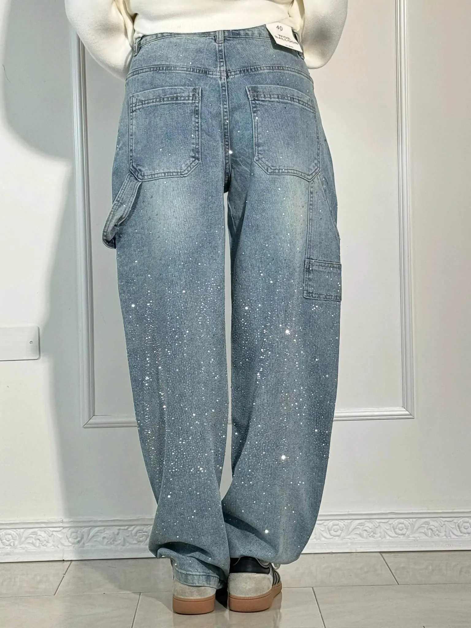 Women's Chic High-Waisted Diamond Gradient Jeans