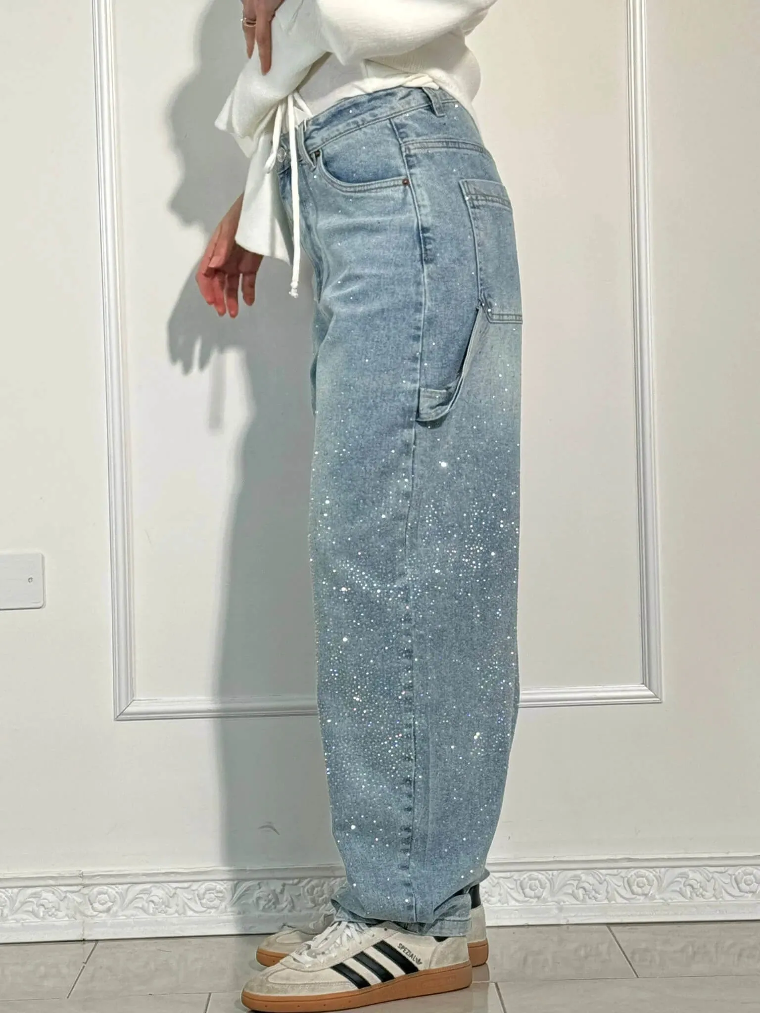 Women's Chic High-Waisted Diamond Gradient Jeans