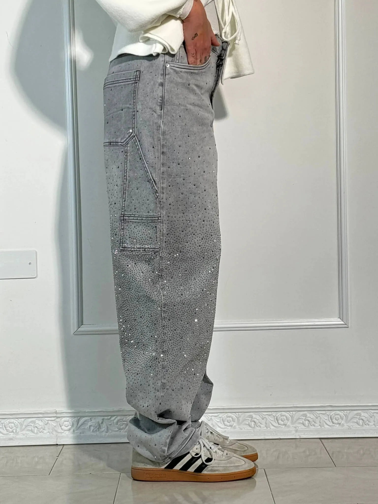 Women's Chic High-Waisted Diamond Gradient Jeans