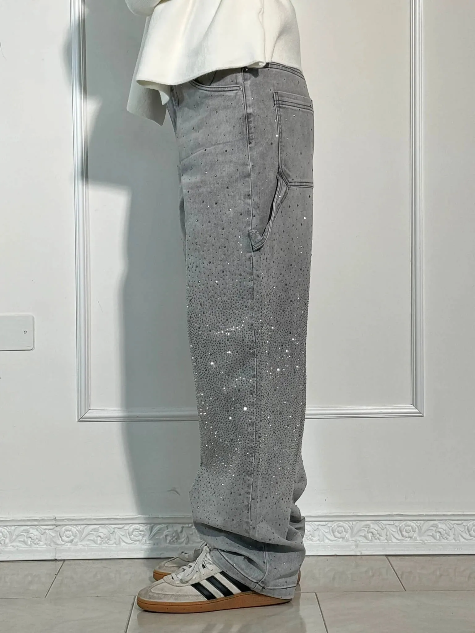 Women's Chic High-Waisted Diamond Gradient Jeans