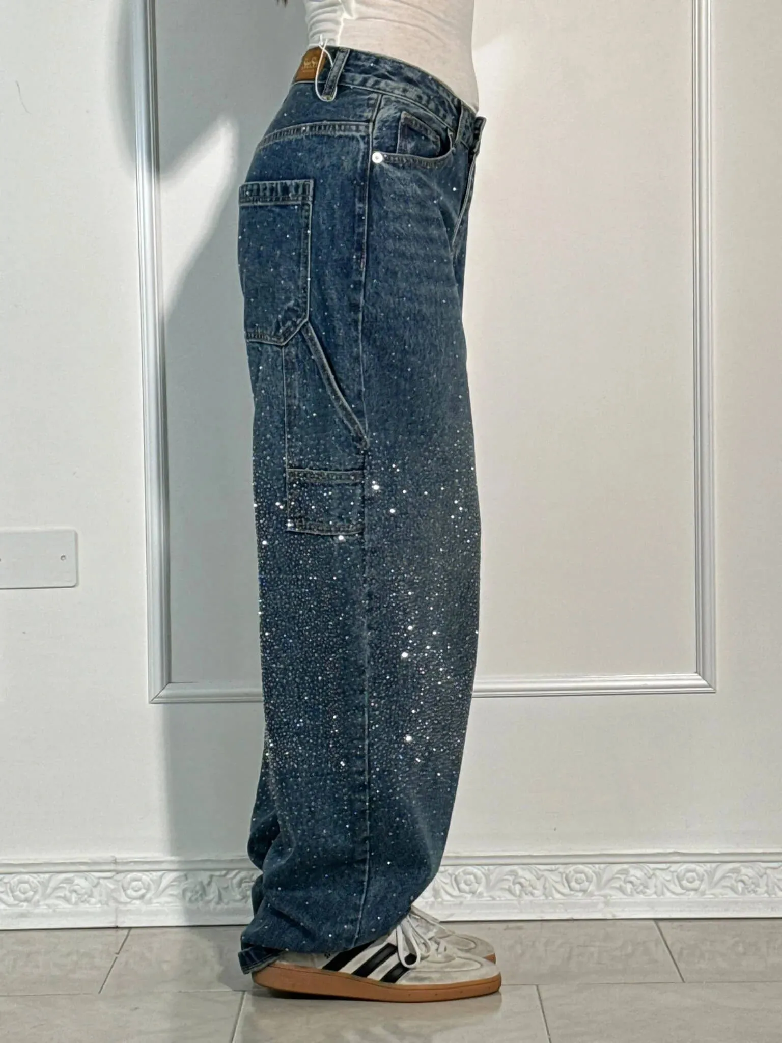 Women's Chic High-Waisted Diamond Gradient Jeans