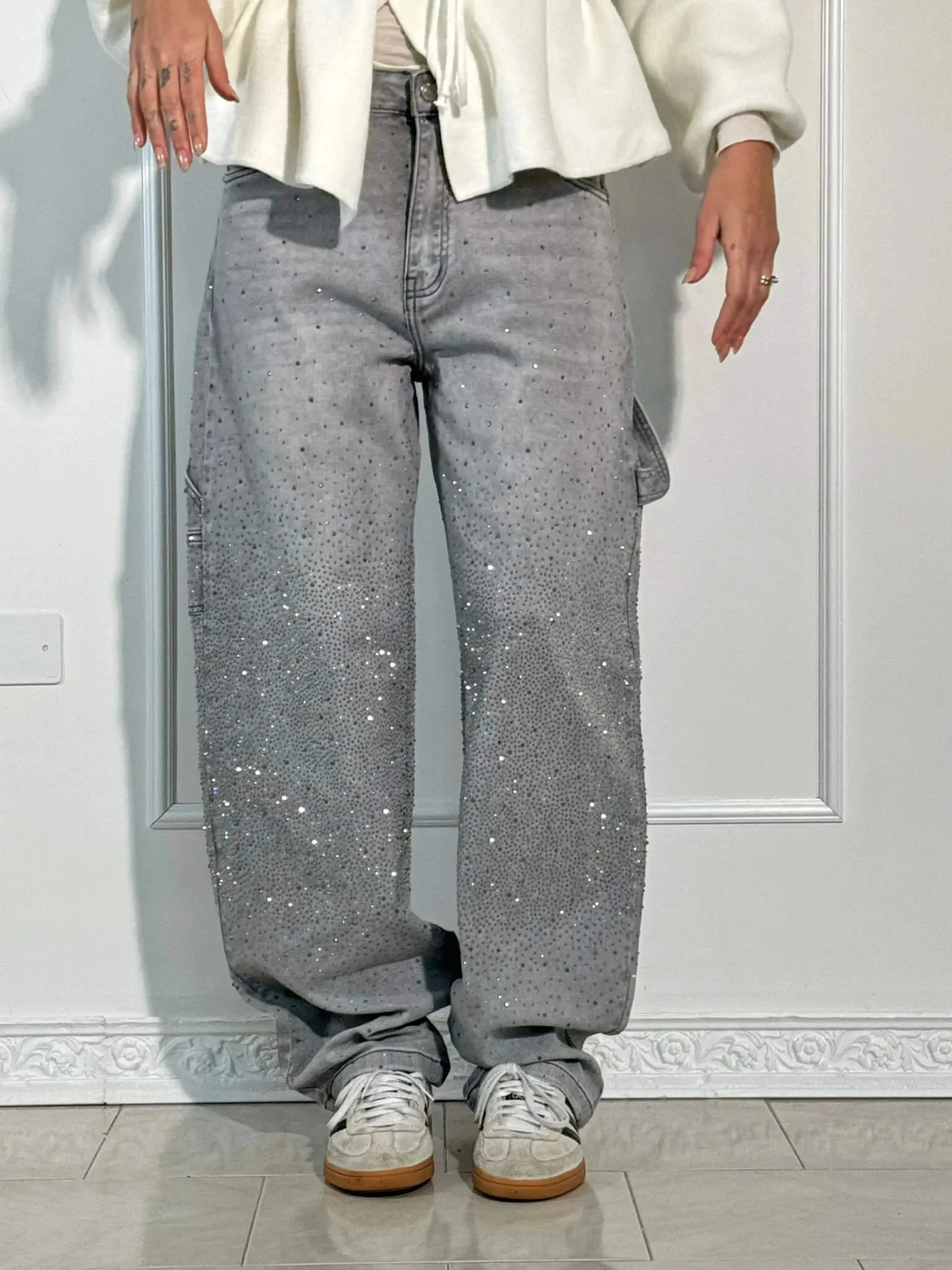 Women's Chic High-Waisted Diamond Gradient Jeans