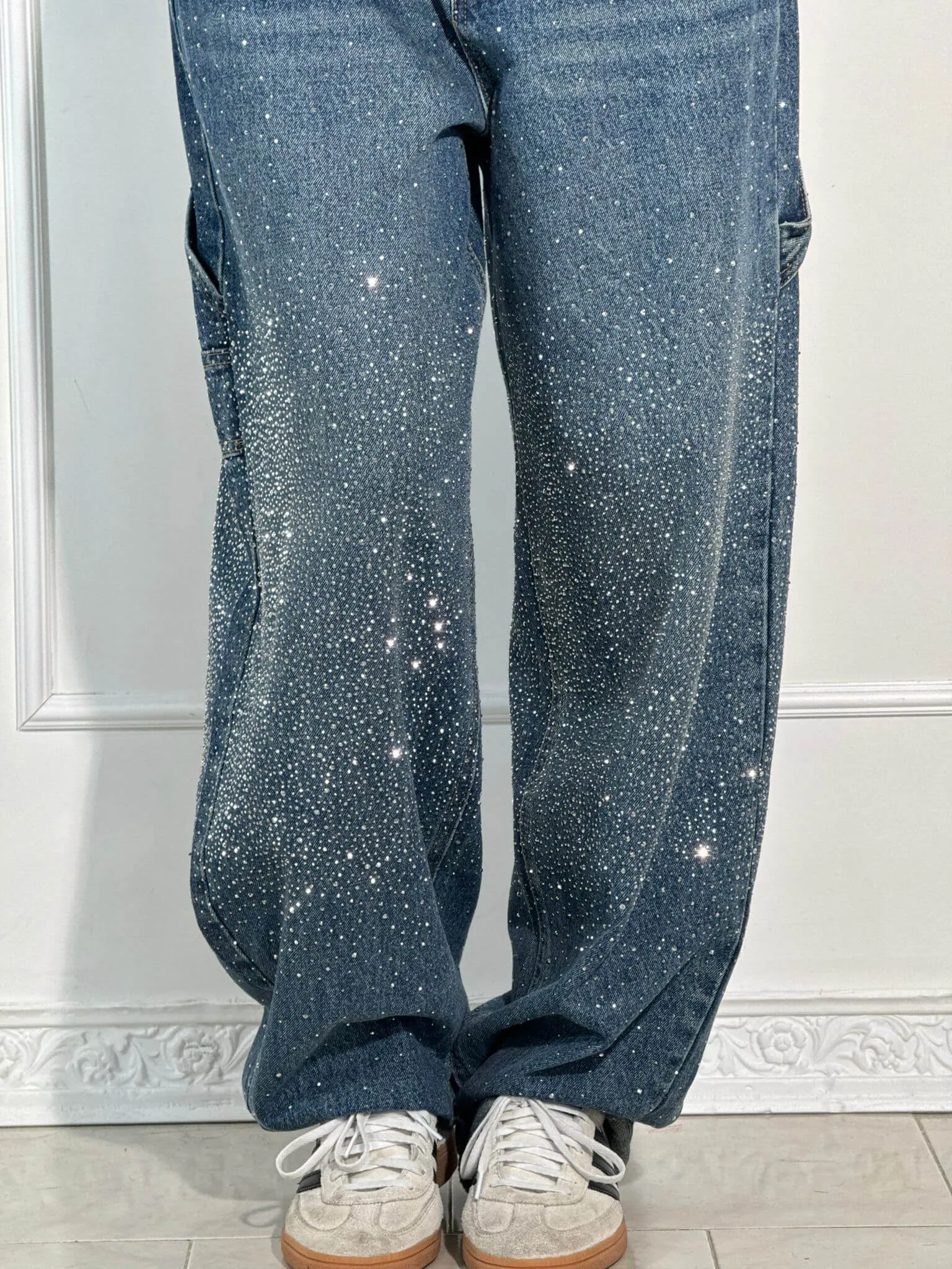 Women's Chic High-Waisted Diamond Gradient Jeans