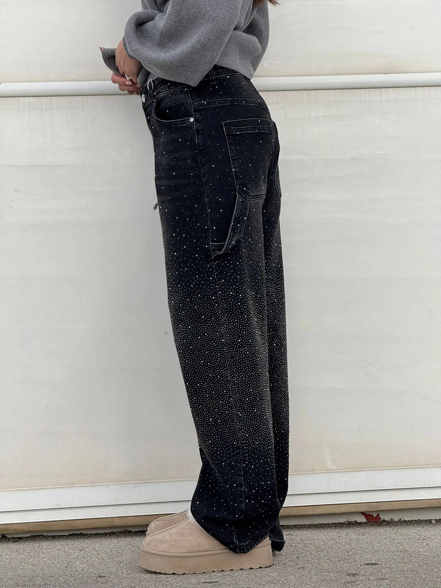 Women's Chic High-Waisted Diamond Gradient Jeans