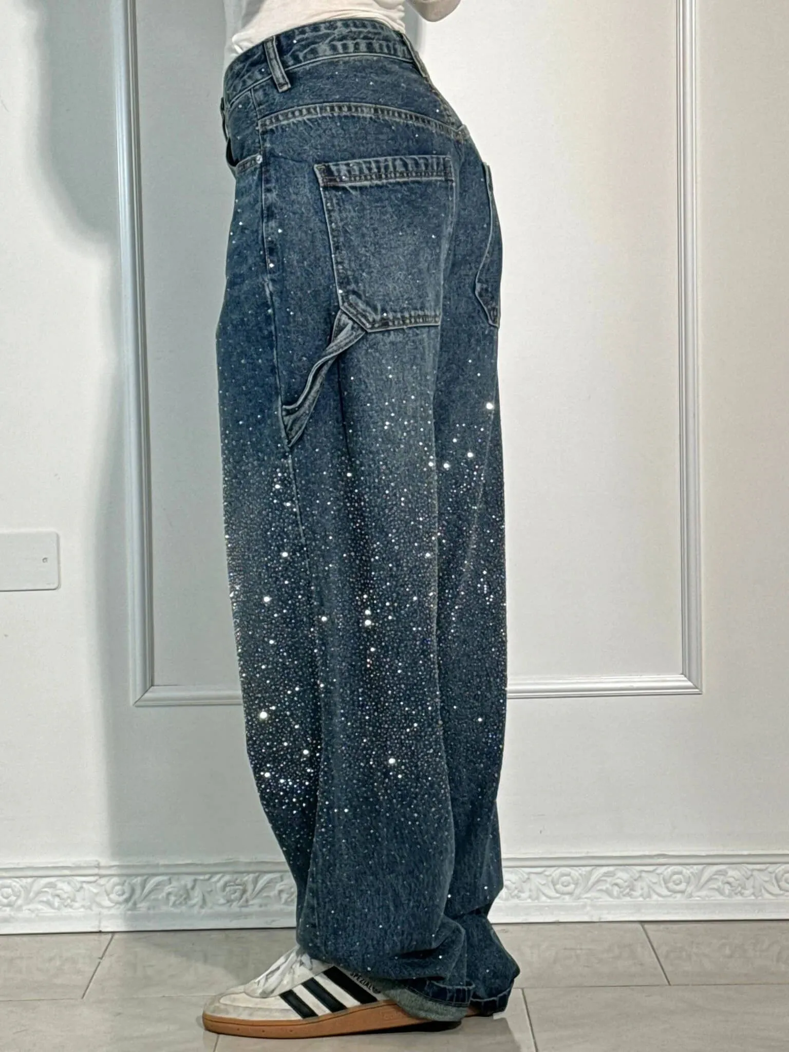 Women's Chic High-Waisted Diamond Gradient Jeans