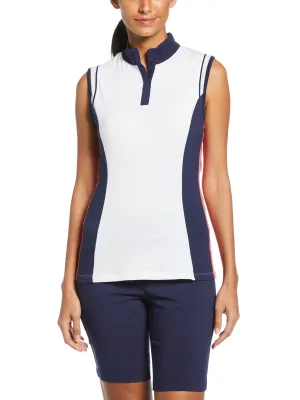 Women's Color Block Snap Front Golf Polo with Mesh Top Detail