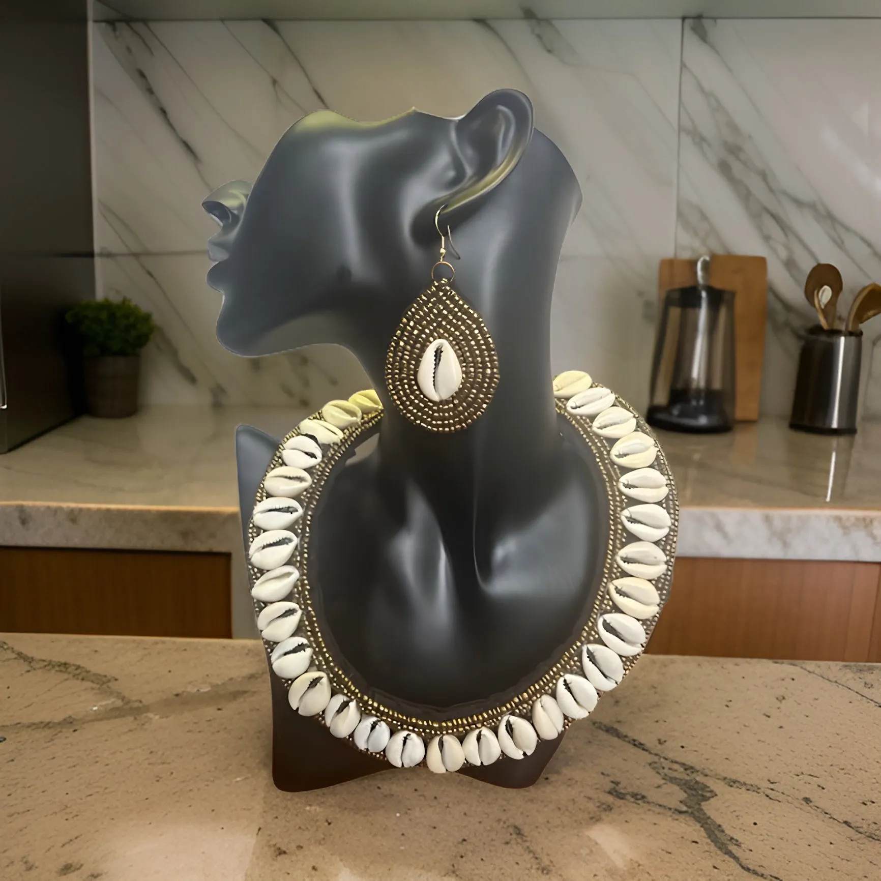 Women's Cowrie Shell Choker Beaded Necklace Set