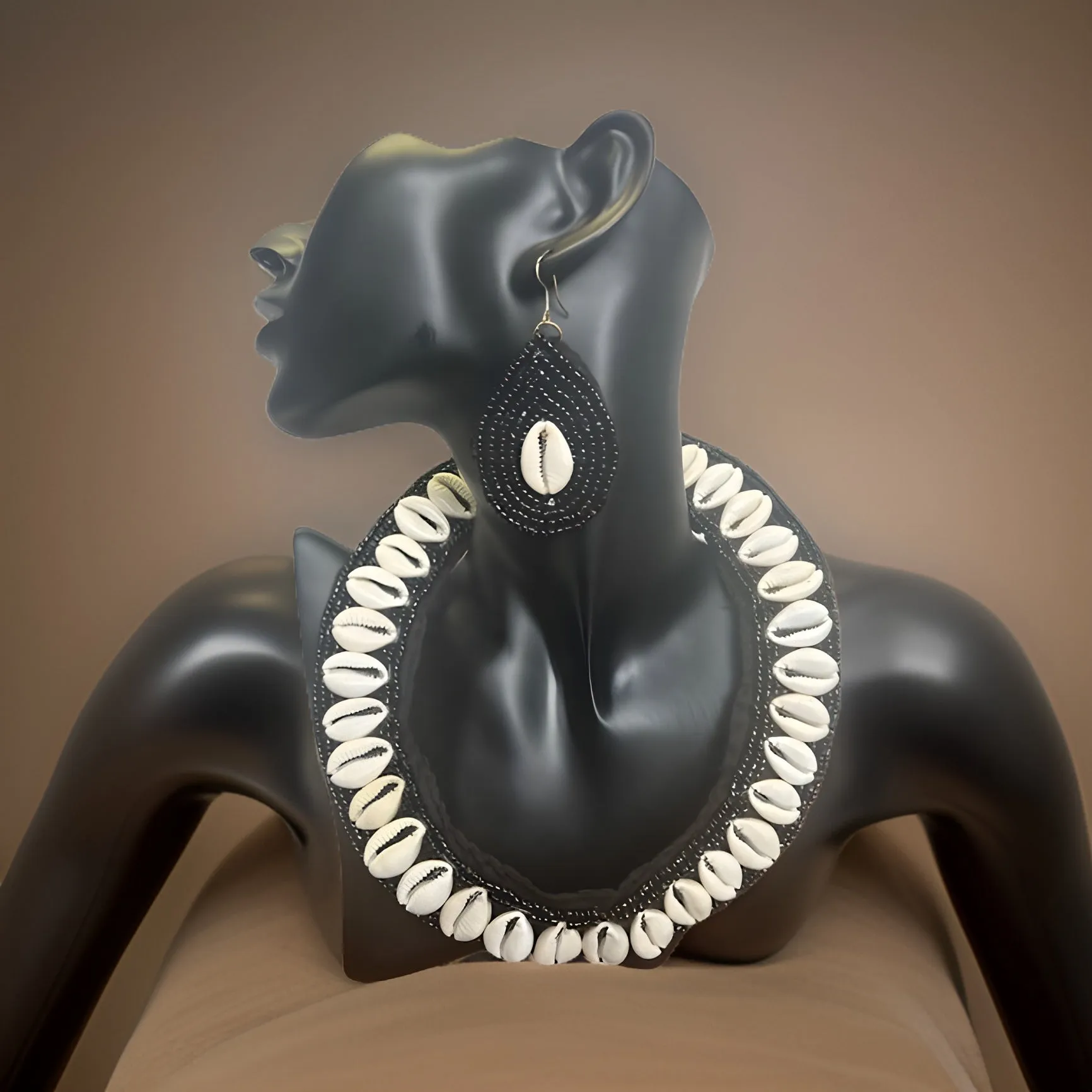 Women's Cowrie Shell Choker Beaded Necklace Set