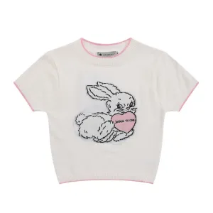 Women's Cute Rabbit Jacquard Cropped Top