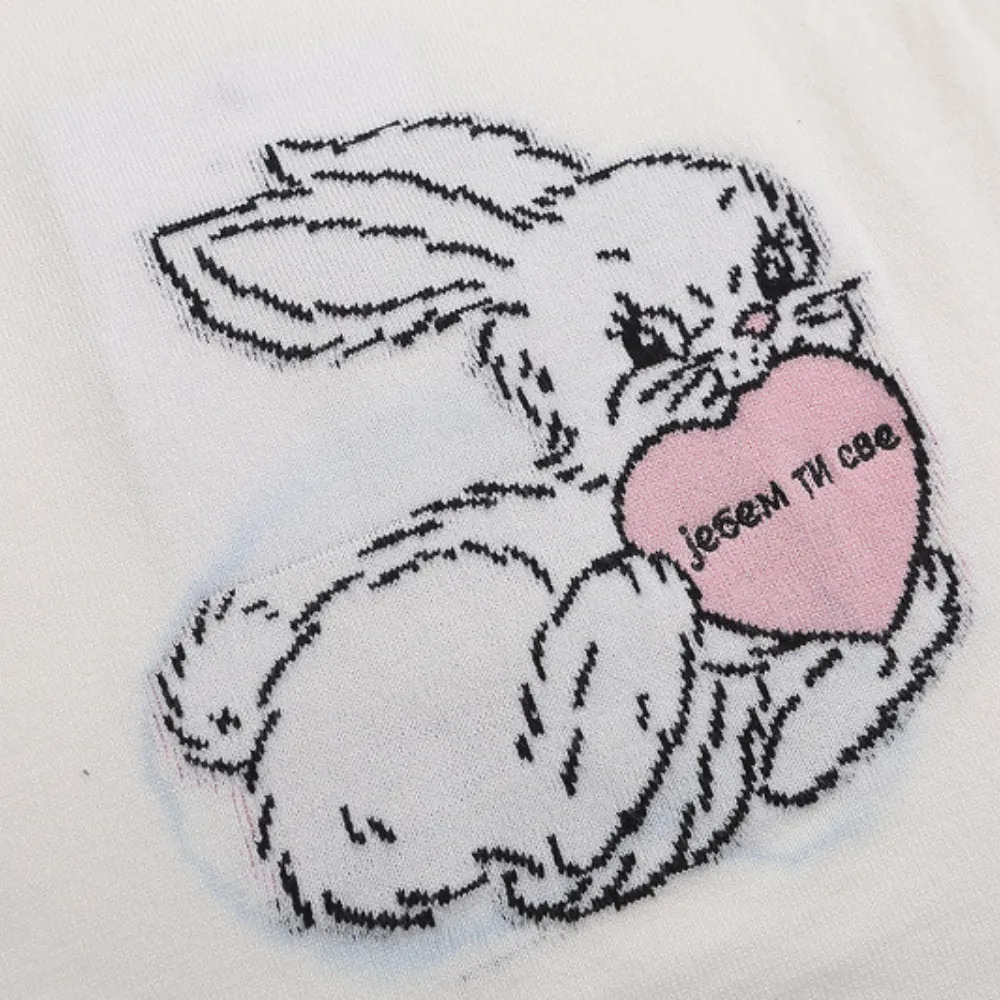 Women's Cute Rabbit Jacquard Cropped Top