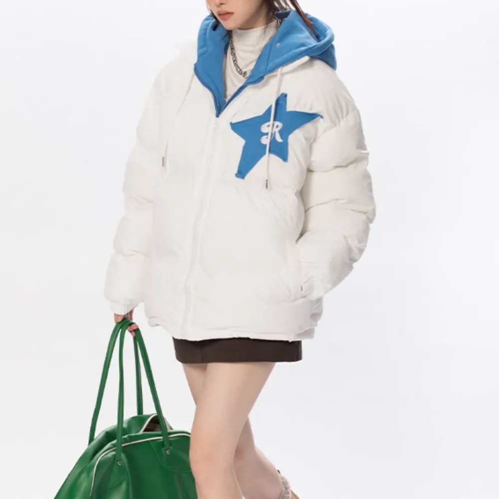 Women's Fake Two Piece Star Coat