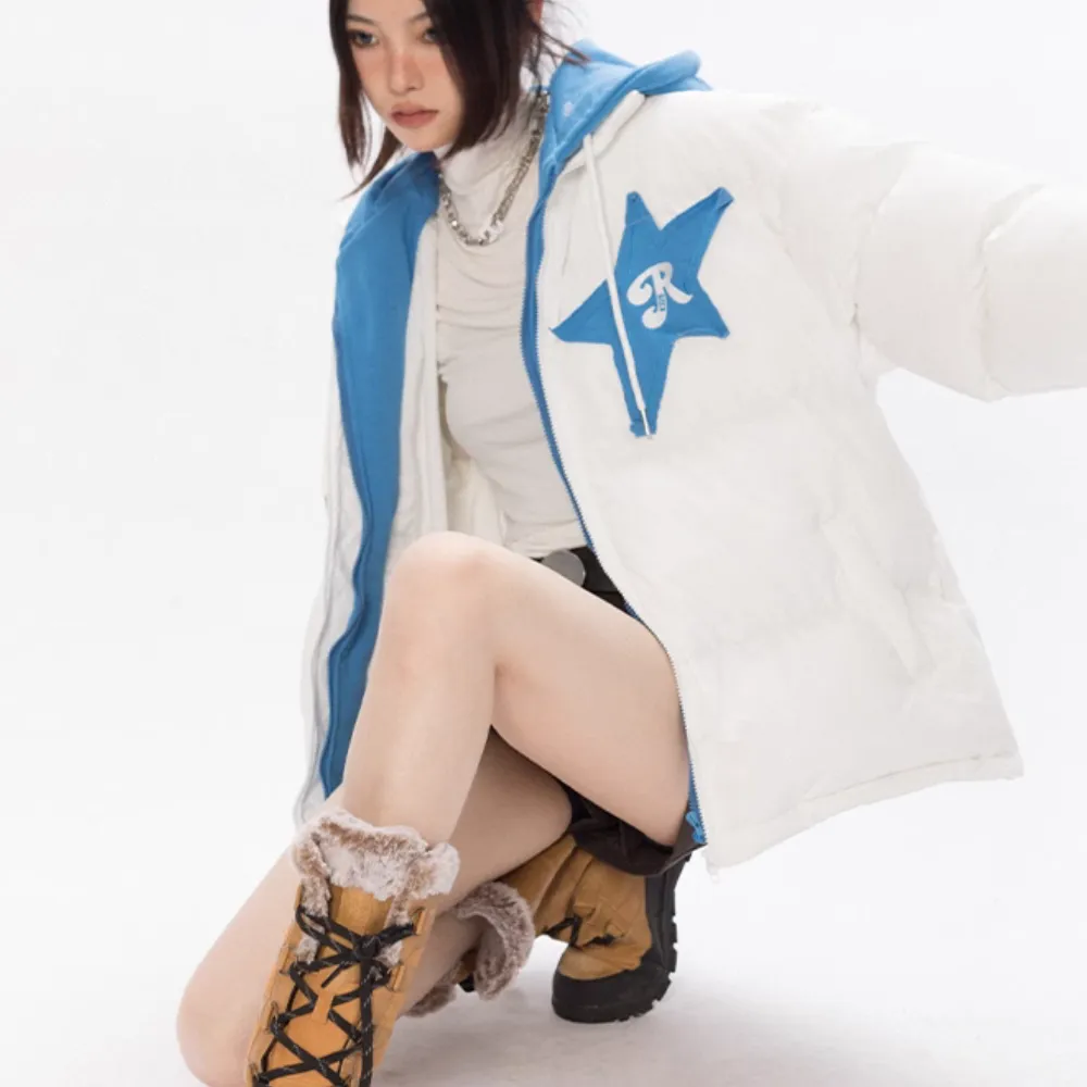 Women's Fake Two Piece Star Coat