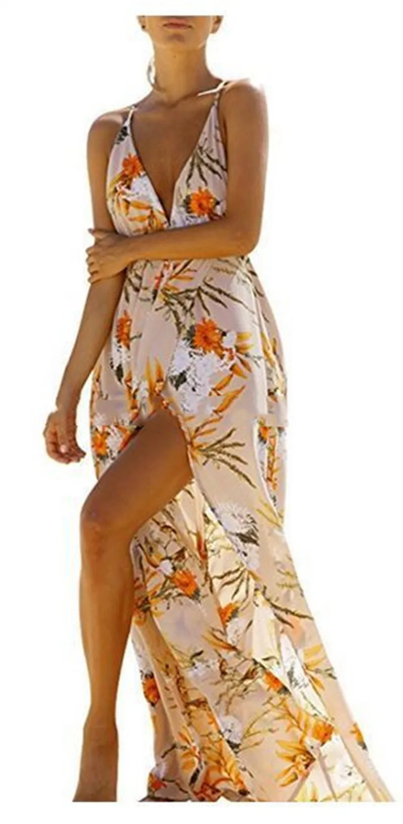 Women's Fashion Casual Printing Backless Slip Dress