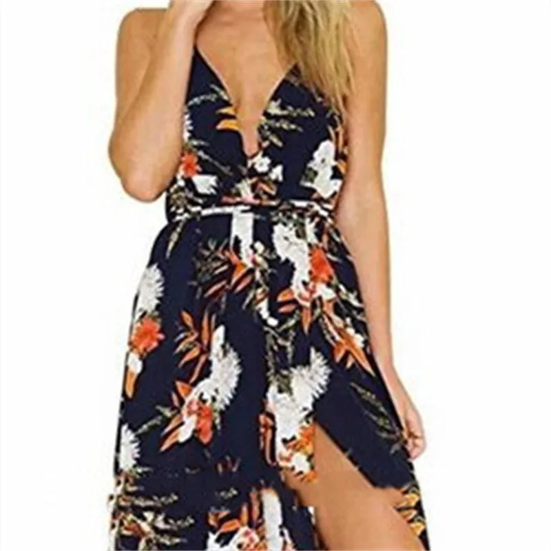 Women's Fashion Casual Printing Backless Slip Dress