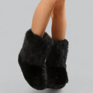 Women's Faux Fur Plush Snow Boots | Waterproof, Insulated Winter Footwear for Cold Weather