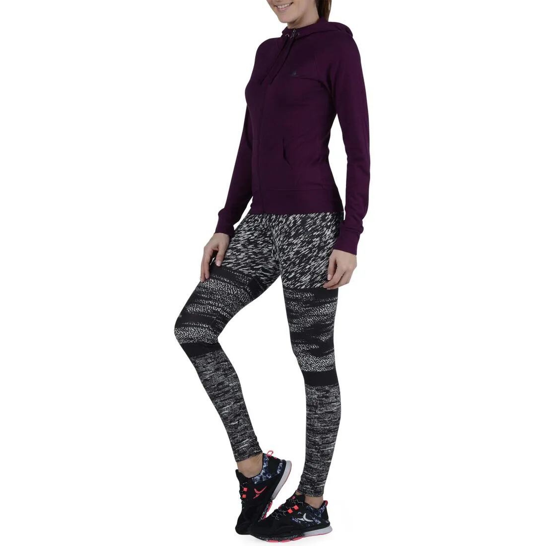 Women's Gym & Pilates Zip-Up Hooded Jacket - Burgundy