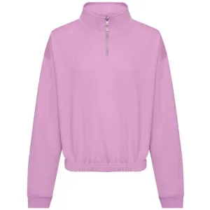 Women's Half Zip Cropped Sweatshirt - Lilac