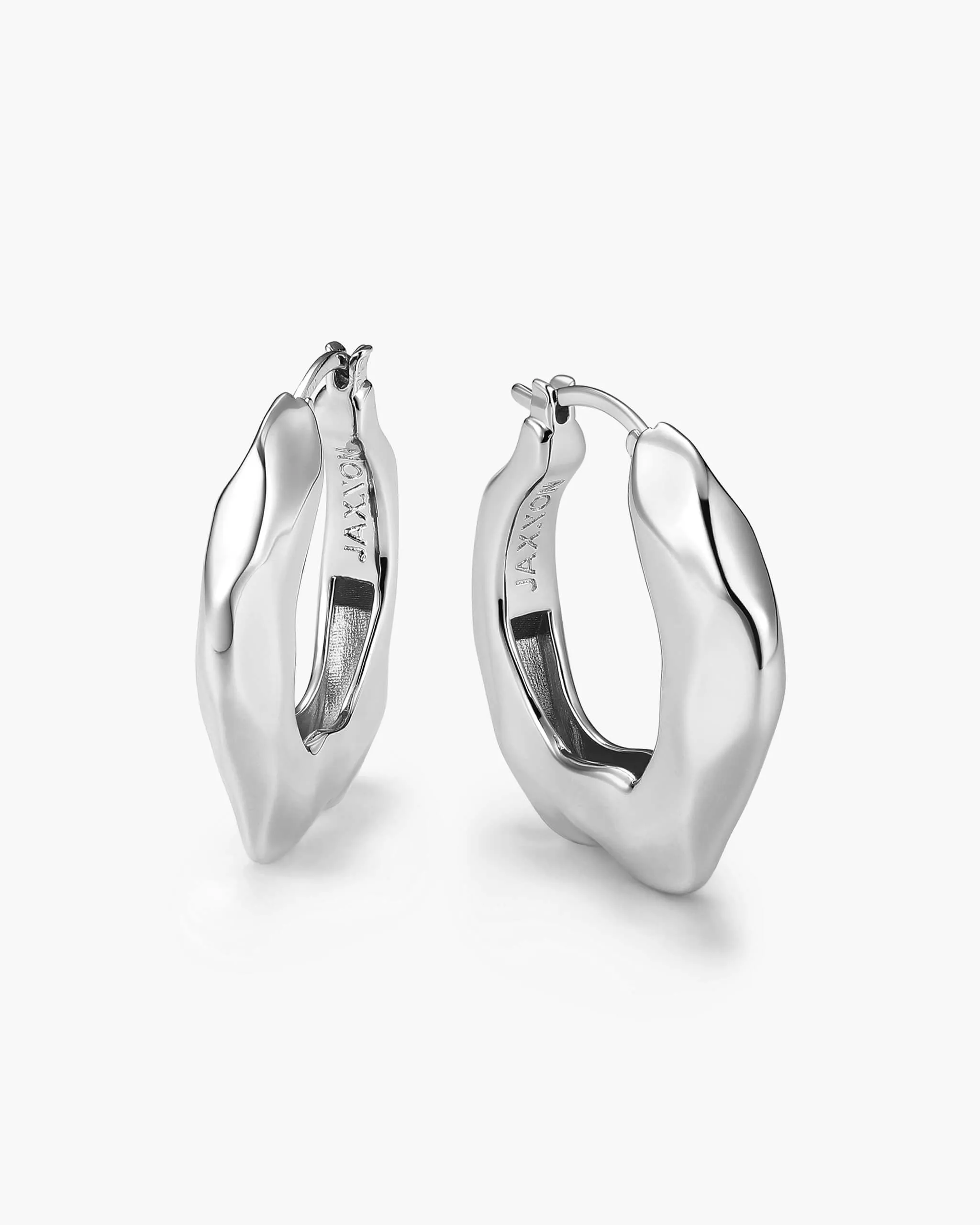 Women's Hammered Hoop Earrings - Silver