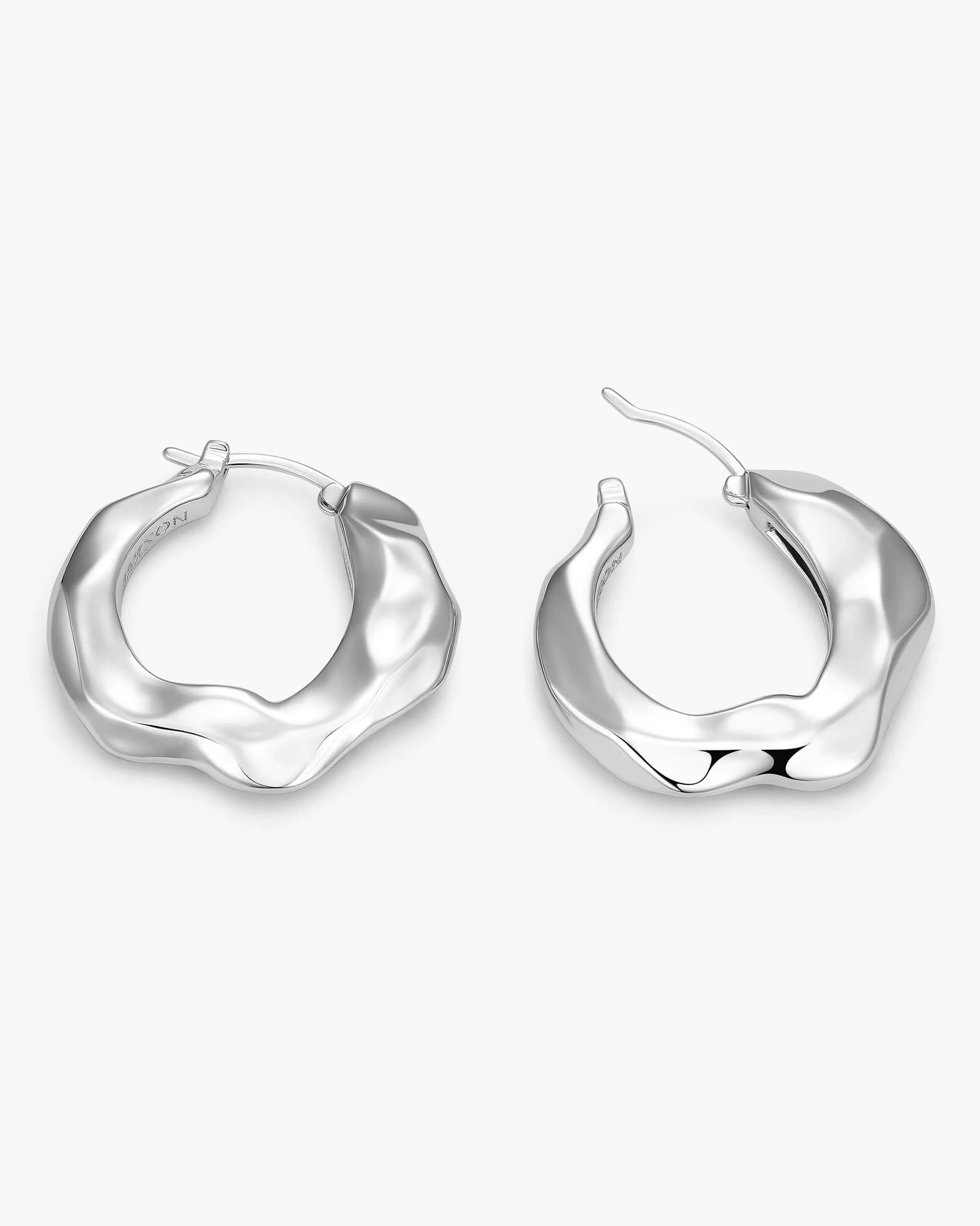 Women's Hammered Hoop Earrings - Silver