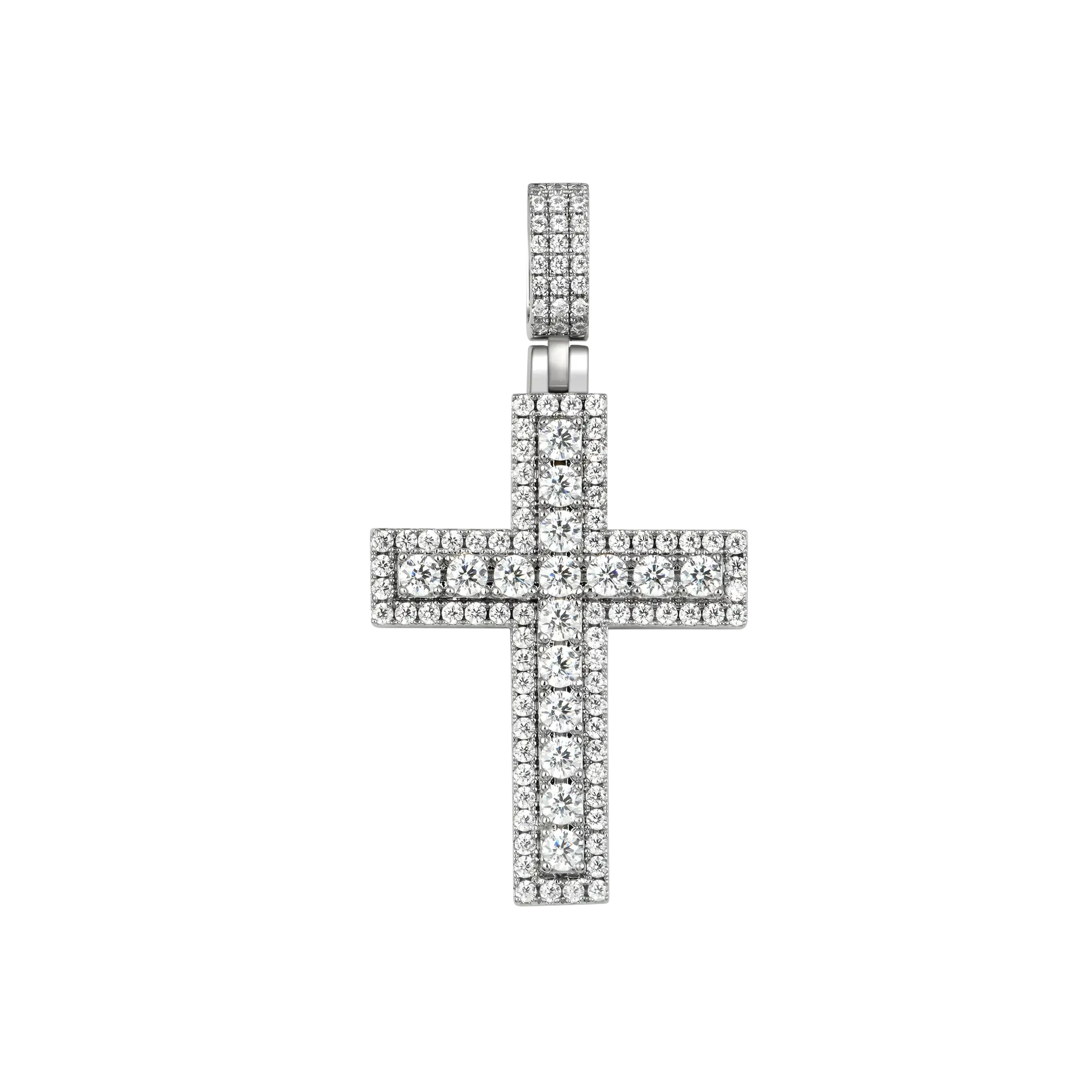 Women's Iced Double Layered Cross Pendant