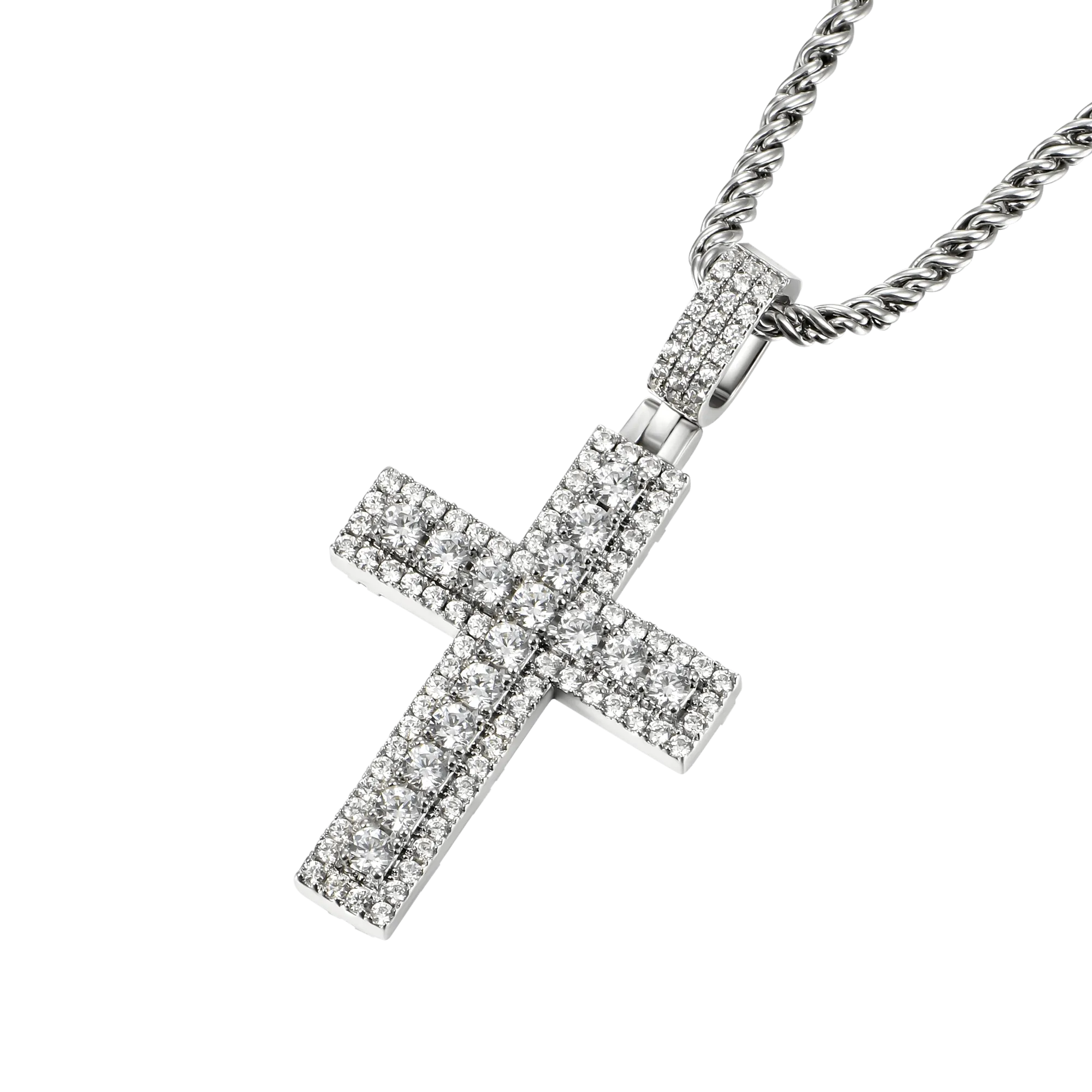 Women's Iced Double Layered Cross Pendant