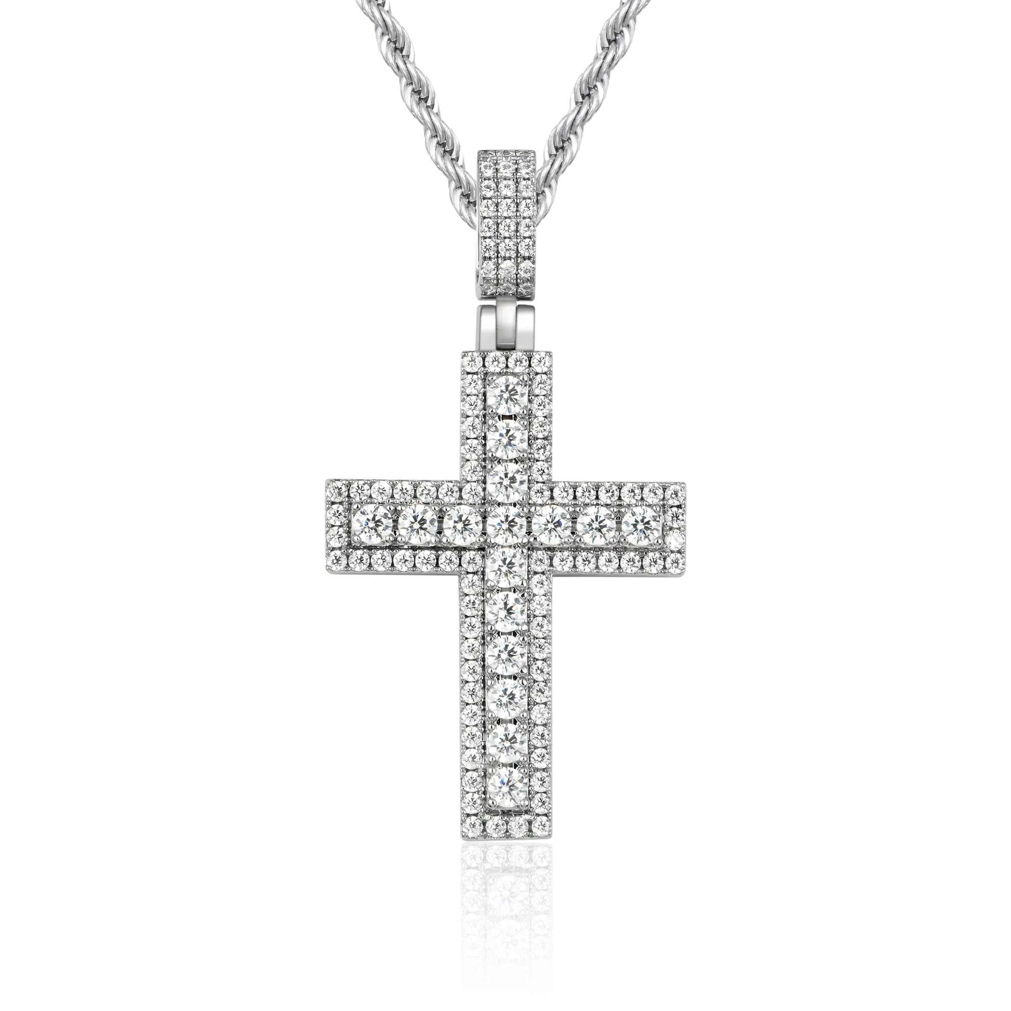 Women's Iced Double Layered Cross Pendant
